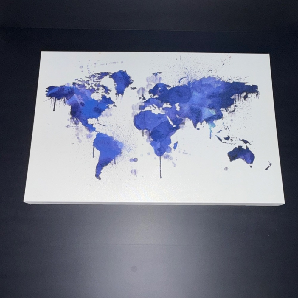Blue Abstract World Map Canvas Print, Abstract, Maps, Landscape, 20x12"